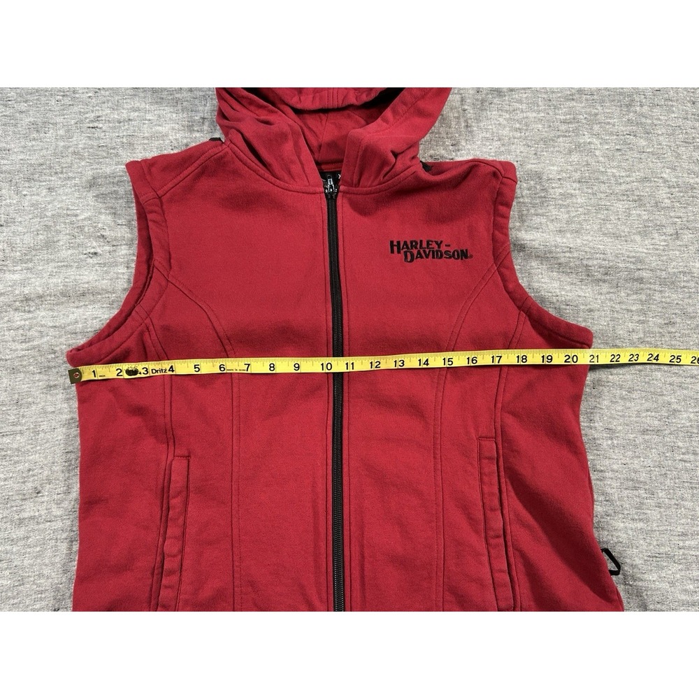 Harley Davidson Hoodie Womens Extra Large Red Zip-Up Sleeveless Snap Pockets - Picture 8 of 12